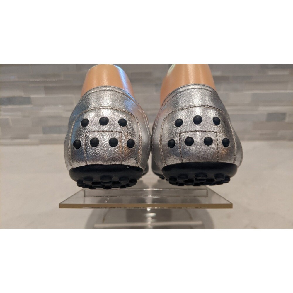 TOD'S Women's Silver Metallic Leather Ballet Flats Size 37/7 - Picture 5 of 12